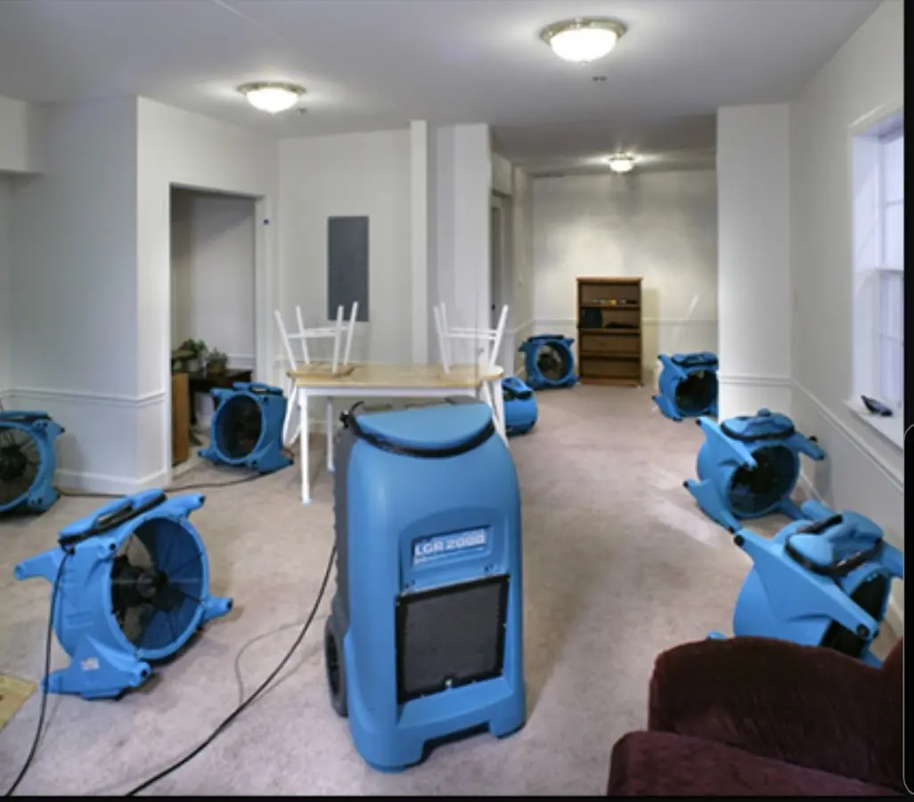Air movers and dehumidifier setup for Water Extraction & Removal in Blackfoot
